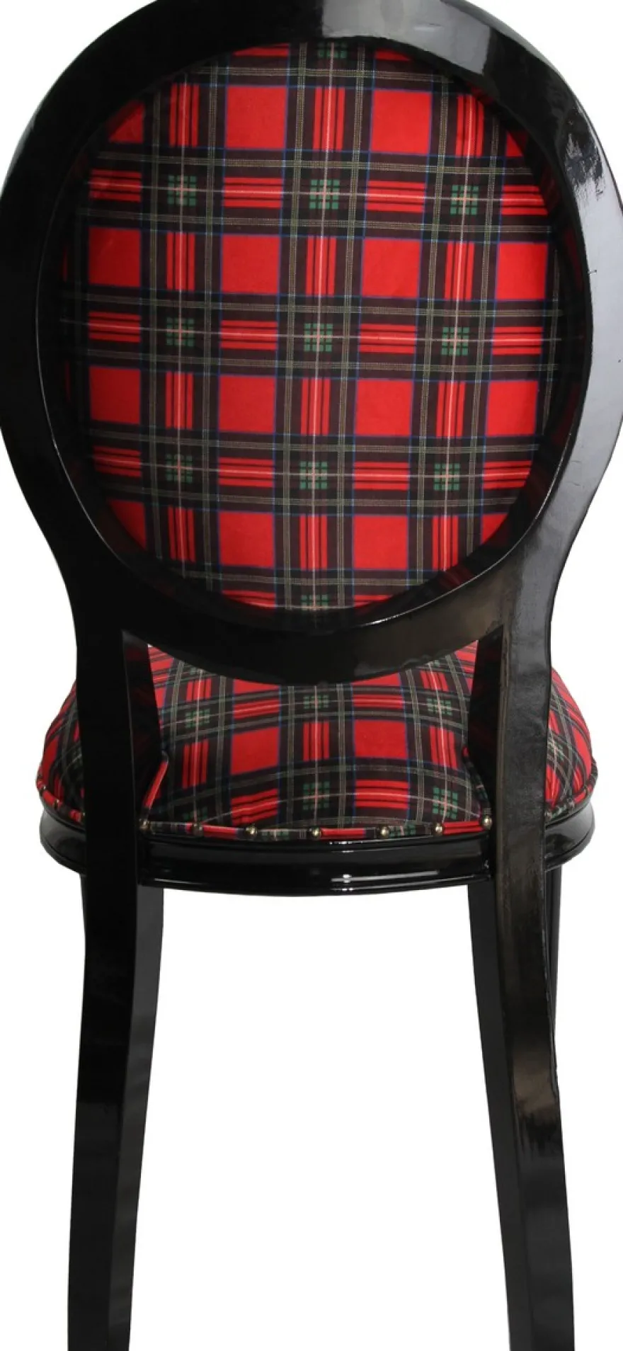 Casa Padrino Barock Luxus Esszimmer Stuhl ohne Armlehnen Schottland Karo / Schwarz Man - Designer Stuhl - Limited Edition