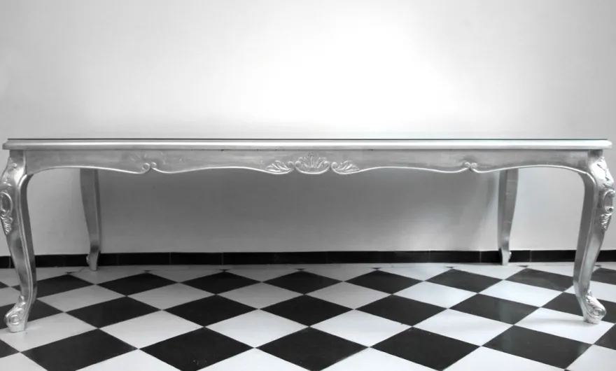 Casa Padrino Barock Luxus Esstisch Silber 240 cm x 100 cm - Esszimmer Tisch - Made in Italy - Luxury Collection