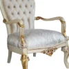Casa Padrino Barock Luxus Salon Sessel mit Bling Bling Glitzersteinen Creme / Elfenbein / Gold - Luxus Hotel Möbel - Made in Italy