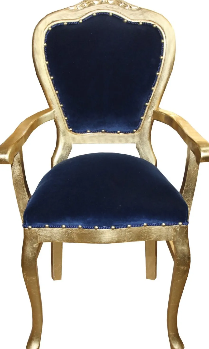Casa Padrino Barock Luxus Stuhl mit Armlehnen Royalblau/Gold