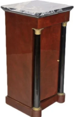 Casa Padrino Barock Mahagoni Säule mit Marmorplatte Dunkelbraun / Schwarz / Gold 40 x 35 x H. 80 cm - Barock Möbel