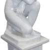 Casa Padrino Barock Marmor Skulptur Frau auf Säule Grau H. 160 cm