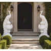 Casa Padrino Barock Marmor Skulpturen Set 2 Pfauen Weiß H. 180 cm - Prunkvolle Barockstil Marmor Figuren - Garten & Terrassen Deko