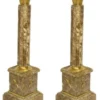 Casa Padrino Barock Marmor Säulen Set in Grau-Braun und Gold, 2er Set, Höhe 100 cm, Breite 30 cm, Tiefe 30 cm