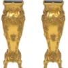 Casa Padrino Barock Marmor Säulen Set in Gold und Schwarz - 2er Set - 85 x 35 x 35 cm