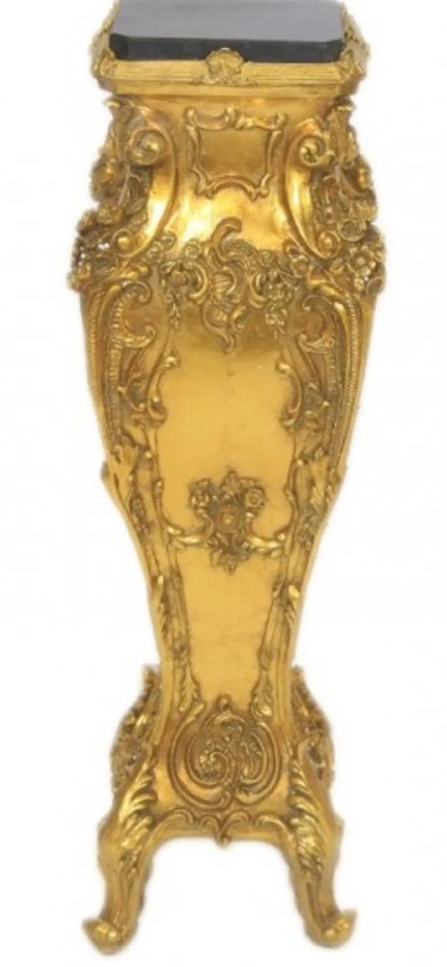 Casa Padrino Barock Marmor Säulen Set in Gold und Schwarz - 2er Set - 85 x 35 x 35 cm