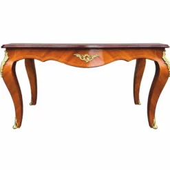 Casa Padrino Barock Massivholz Esstisch Braun Intarsien / Gold 160 cm - Barock Esszimmer Möbel