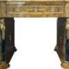 Casa Padrino Barock Massivholz Schreibtisch Naturfarben / Schwarz / Messing