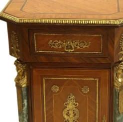 Casa Padrino Barock Massivholz Schreibtisch Braun / Grün / Gold - Prunkvoller Bürotisch im Barockstil - Handgefertigte Barock Büro Möbel