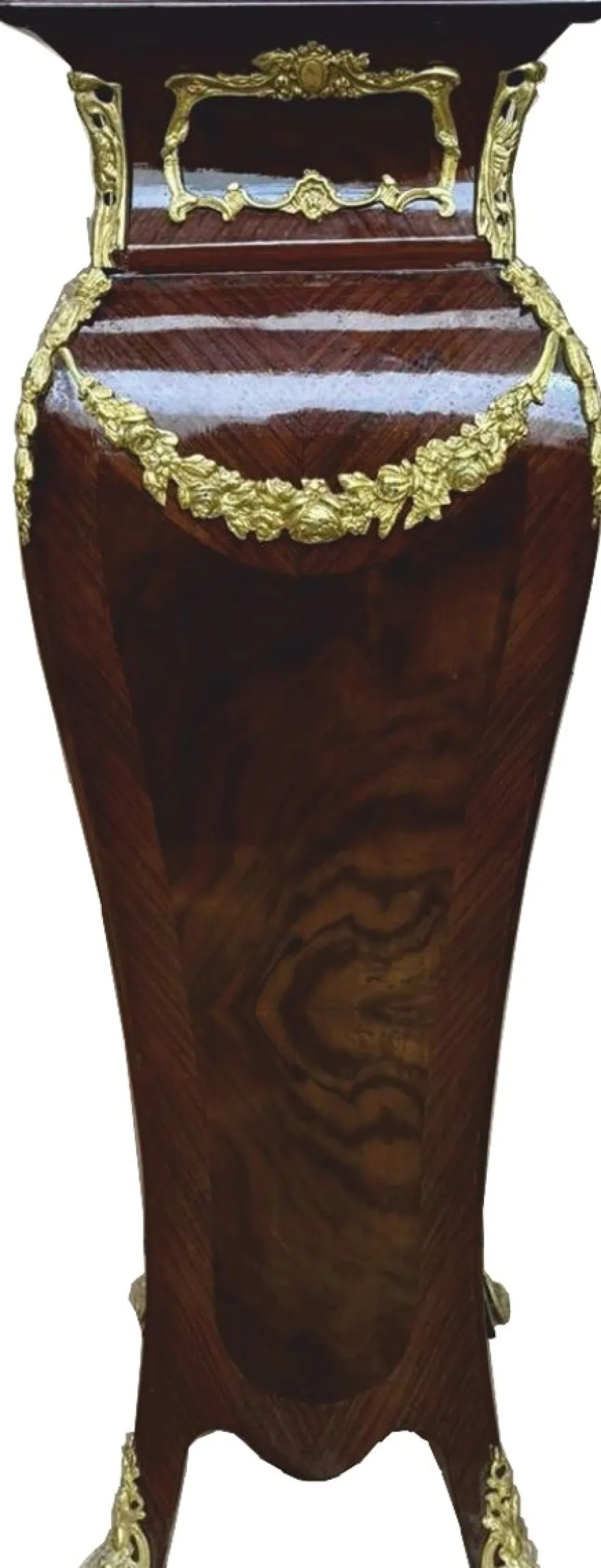 Casa Padrino Barock Massivholz Säule mit Marmorplatte Dunkelbraun / Gold / Creme H. 122 cm