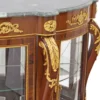 Casa Padrino Barock Massivholz Sideboard mit 4 Glastüren und Marmorplatte Braun / Gold / Grün 175 x 50 x H. 95 cm - Vitrine - Schrank - Prunkvolle Barock Möbel