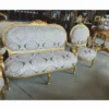 Casa Padrino Barock Medaillon Salon Stuhl Grau / Gold H. 100 cm - Barock Möbel