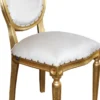 Casa Padrino Barock Medaillon Luxus Esszimmer Stuhl ohne Armlehnen in Weiss / Gold - Limited Edition