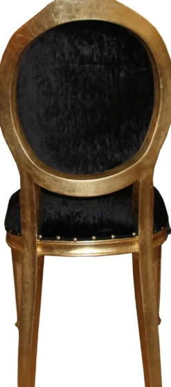 Casa Padrino Barock Medaillon Luxus Esszimmer Stuhl ohne Armlehnen in Schwarz / Gold - Limited Edition
