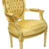 Casa Padrino Barock Medaillon Salon Stuhl Gold Muster / Gold - Möbel Antik Stil