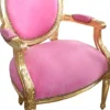 Casa Padrino Barock Medaillon Salon Stuhl Rosa / Gold - Möbel Antik Stil
