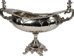 Casa Padrino Barock Messing Deko Schüssel Silber 75 x 41 x H. 52 cm - Barock Deko Accessoires
