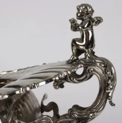 Casa Padrino Barock Messing Deko Schüssel Silber 75 x 41 x H. 52 cm - Barock Deko Accessoires
