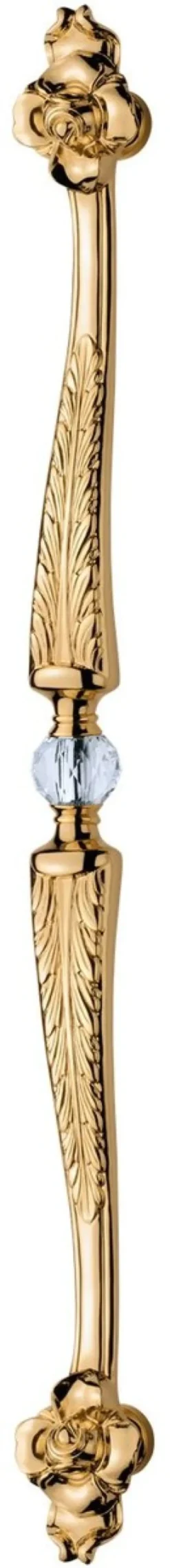 Casa Padrino Barock Messing Türgriff Set mit Swarovski Kristallglas Französisches Gold 7,2 x 84 cm - Edel & Prunkvoll