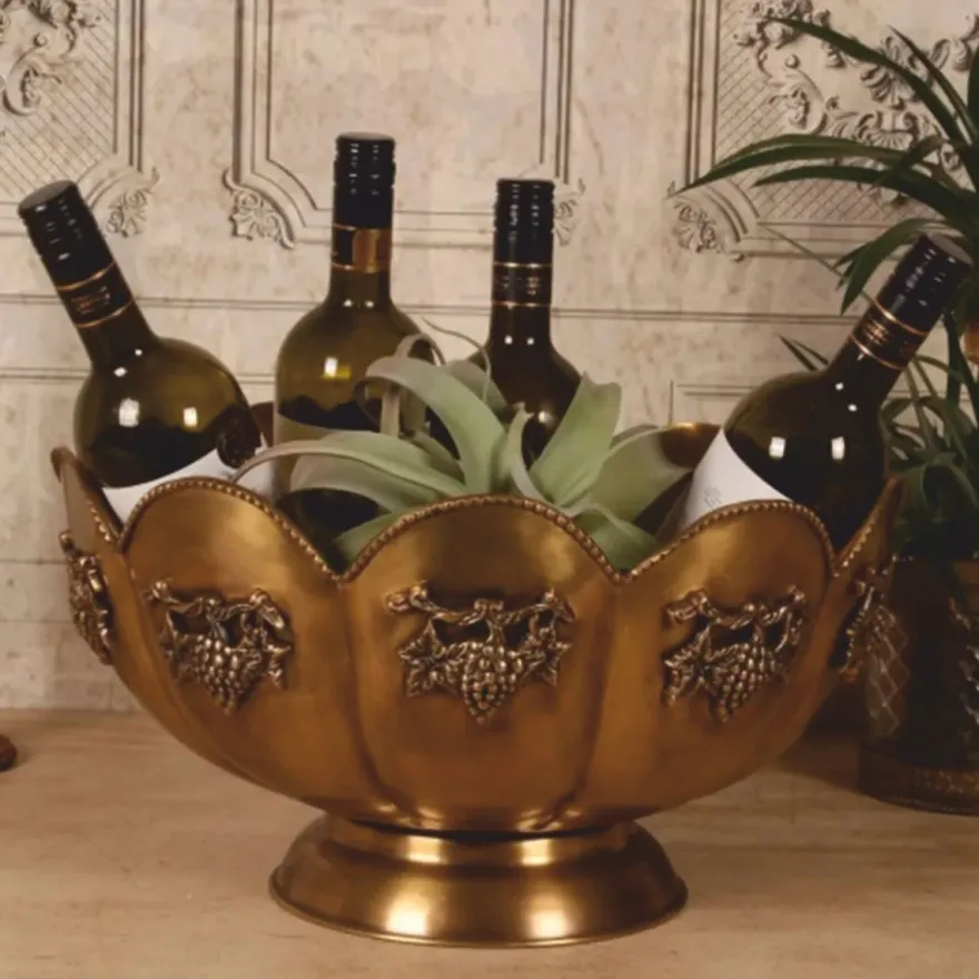 Casa Padrino Barock Messing Weinkühler Gold Ø 41 cm - Barock Champagnerkühler