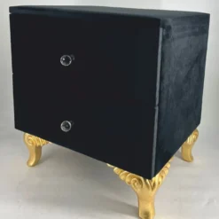 Casa Padrino Barock Nachtkommode mit 2 Schubladen Schwarz / Gold - Barockstil Schlafzimmer Möbel