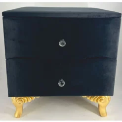 Casa Padrino Barock Nachtkommode mit 2 Schubladen Schwarz / Gold - Barockstil Schlafzimmer Möbel