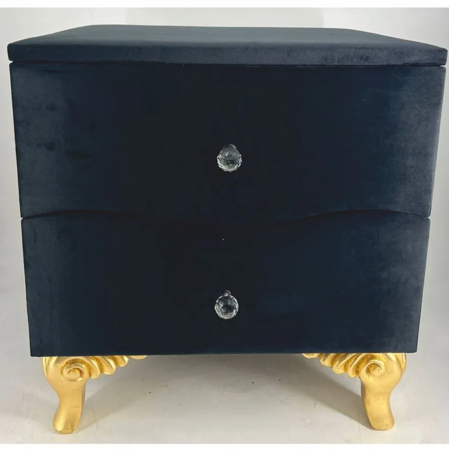 Casa Padrino Barock Nachtkommode mit 2 Schubladen Schwarz / Gold - Barockstil Schlafzimmer Möbel