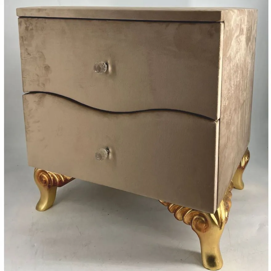 Casa Padrino Barock Nachtkommode mit 2 Schubladen Braun / Gold - Barockstil Schlafzimmer Möbel