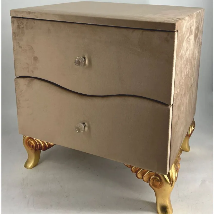 Casa Padrino Barock Nachtkommode mit 2 Schubladen Braun / Gold - Barockstil Schlafzimmer Möbel