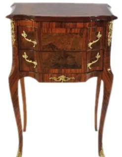 Casa Padrino Barock Nachtschrank aus Massivholz in Mahagoni und Gold mit 2 Schubladen, 50 x 30 x 80 cm