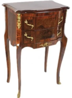 Casa Padrino Barock Nachtschrank aus Massivholz in Mahagoni und Gold mit 2 Schubladen, 50 x 30 x 80 cm