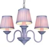 Casa Padrino Barock Pendelleuchte mit Plissee-Schirm, 3-flammig, Lila, Durchmesser 45 cm