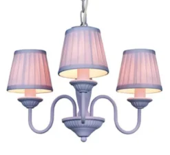 Casa Padrino Barock Pendelleuchte mit Plissee-Schirm, 3-flammig, Lila, Durchmesser 45 cm
