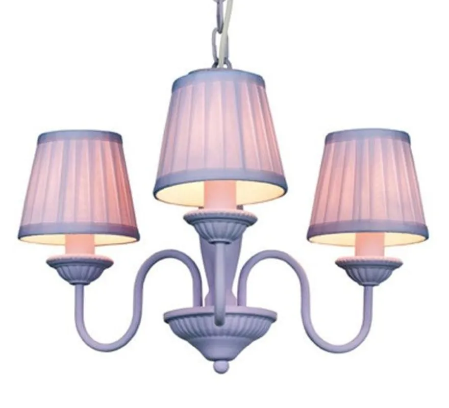 Casa Padrino Barock Pendelleuchte mit Plissee-Schirm, 3-flammig, Lila, Durchmesser 45 cm