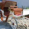 Casa Padrino Barock Pferdekutsche Weiß / Braun - Barockstil Hochzeitzkutsche