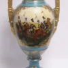 Casa Padrino Barock Porzellan Vase mit 2 Griffen in Hellblau und Gold, Höhe 55 cm - Luxuriöses Dekorationsstück