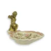 Casa Padrino Barock Porzellan Seifenschale mit Bronze Putte Creme / Rosa / Gold H. 11 cm - Prunkvolle Muschelschale - Barock Bad Accessoires