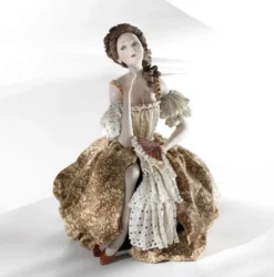 Casa Padrino Barock Porzellan Deko Puppe Dame auf Ballustrade Bunt H. 29 cm - Made in Italy