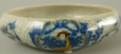 Casa Padrino Barock Porzellan Zuckerdose mit Deckel Creme / Blau / Messing 11 x 8 x H. 8 cm - Barock Porzellan Deko Accessoires