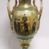 Casa Padrino Barock Porzellan Vase mit 2 Griffen - Grün / Gold - H. 54 cm - Luxuriöses Dekorationsobjekt