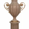 Casa Padrino Barock Porzellan Vase auf Sockel, sandfarbig / bronze, Breite 65,5 cm, Tiefe 36,5 cm, Höhe 133,6 cm