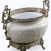 Casa Padrino Barock Porzellan Schüssel Grau / Weiß / Bronze H. 34 cm - Barock Deko Accessoires