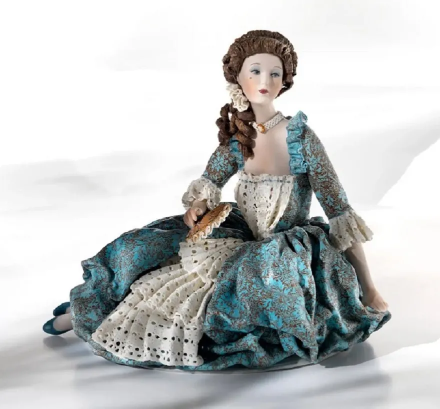 Casa Padrino Barock Porzellan Deko Puppe Dame Bunt H. 26,5 cm - Made in Italy