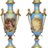 Casa Padrino Barock Porzellan Pokal Set Hellblau / Gold B20 H58 cm (2 Stück) - Exklusive Luxus Dekoration
