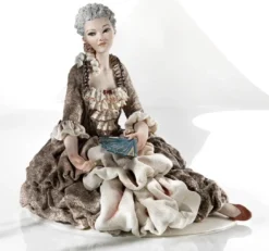 Casa Padrino Barock Porzellan Deko Puppe Dame Bunt H. 40 cm - Made in Italy