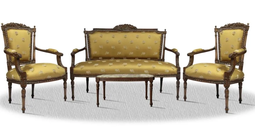 Casa Padrino Barock Salon Set Braun Gold - Antik Stil Kollektion