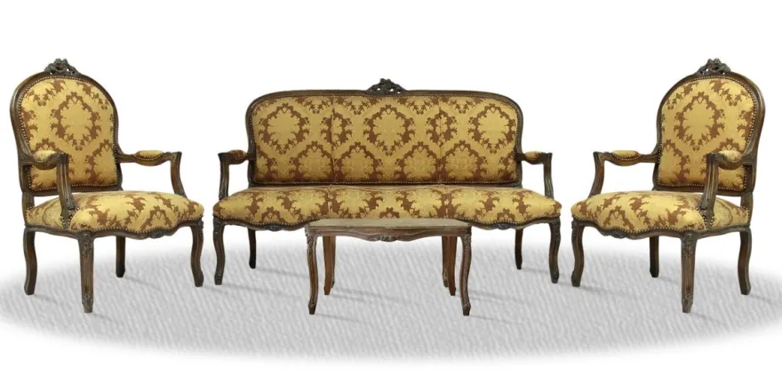 Casa Padrino Barock Salon Set mit Sitzbank 2 Stühlen und Tisch - Antik Stil