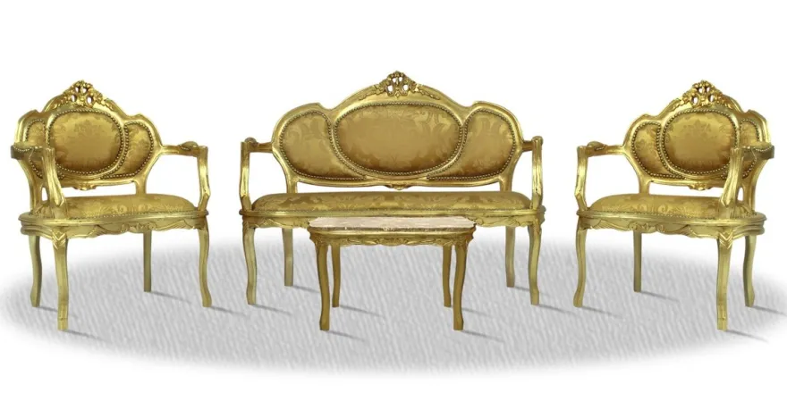 Casa Padrino Barock Salon Set Gold - Luxus Kollektion