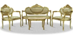 Casa Padrino Barock Salon Set mit Sitzbank 2 Stühle und Tisch - Hotel Möbel Antik Stil