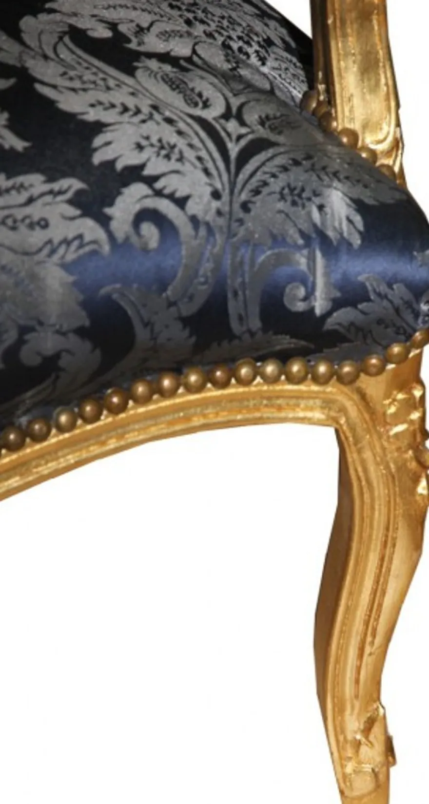 Casa Padrino Barock Salon Stuhl Royal Blau Muster und Gold, 93 x 60 x 50 cm - Luxus Hotel Lounge Möbel